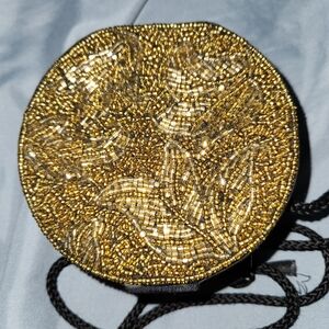 Oscar de la Renta Gold Beaded Crossbody Bag